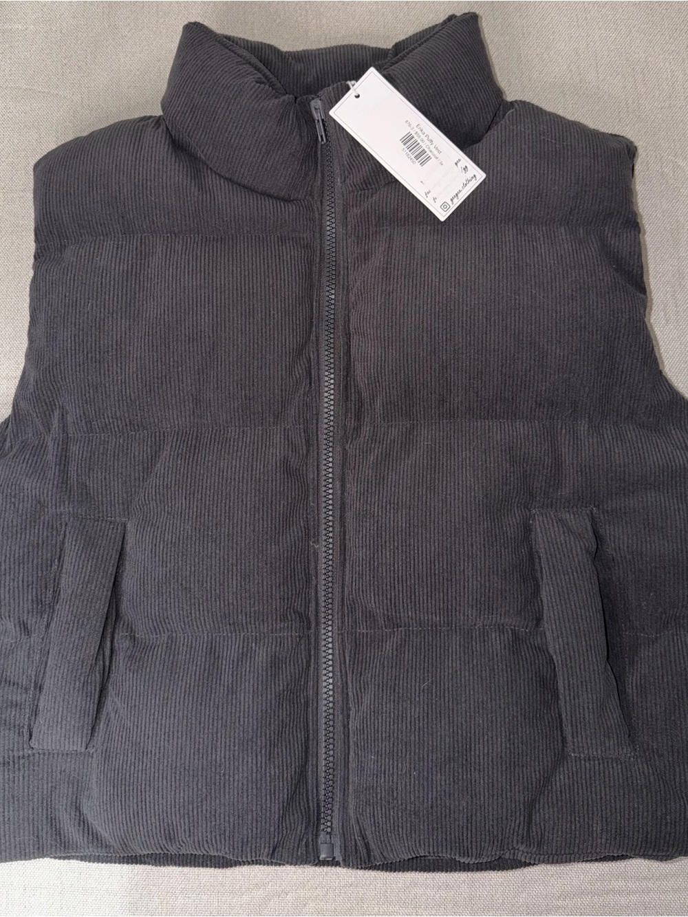 GeeGee Erika Puffy Vest Charcoal Grey Corduroy Puffer Sleeveless Vest Womens 3X